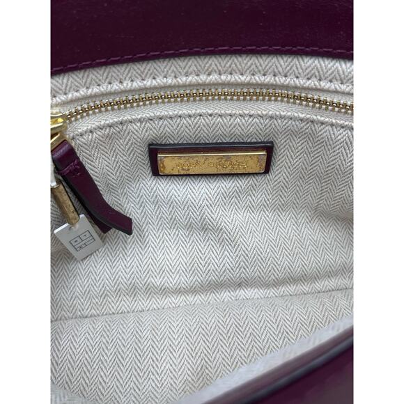 Tory Burch Burgundy Port Wine Logo Front Leather Miller Fold-over Clutch - Picture 10 of 13